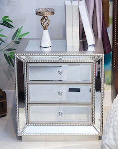 Bedside Table: Bedside table YT32 Silver Mirror Surface