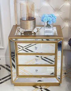Bedside Table: Bedside table YT32 Golden Mirror Surface