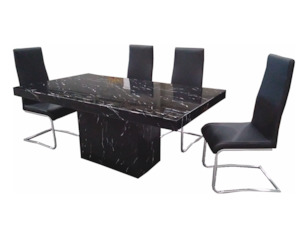 Dining Table: Waihi Marble Dining Table - Black & White