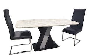 Dining Table: Cobalt Marble Top Dining Table - Preorder Available