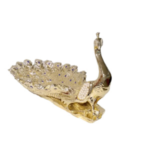 Peacock Ornament Fruit Plate - Gold/Blue