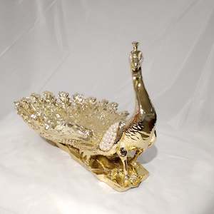 Peacock Ornament Fruit Plate - Golden/White