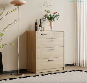 Platsa 5 Drawer Tallboy, Grey Oak