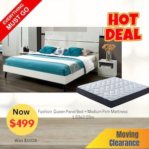 Granville Queen Bed Frame & Lucy Mattress Combo Bed Set- Stock Clearance