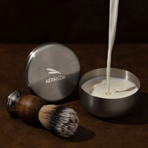 Products: Aermeda Luxury Milk Shaving Soap Brushed Stainless Steel with Refills - Aermeda