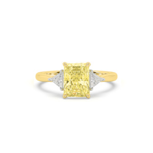 All Engagement Rings: Yellow Radiant and Trilliant Diamond Trilogy Engagement Ring