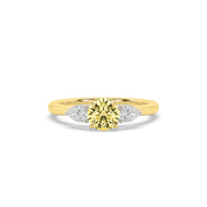 All Engagement Rings: Yellow Round and Pear Diamond Trilogy Engagement Ring