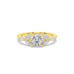 Round with Marquise Diamond Cluster Engagement Ring