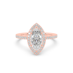 Halo Engagement Ring: Marquise Diamond Halo Engagement Ring