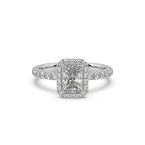 Halo Engagement Ring: Radiant Diamond Halo Engagement Ring