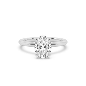 Solitaire Engagement Ring: Oval Hidden Diamond Halo Engagement Ring