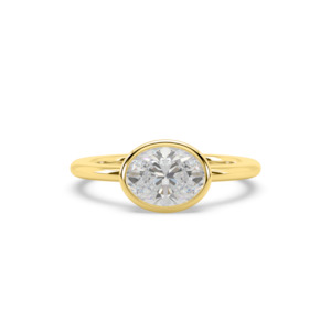 East to West Oval Bezel Engagement Ring