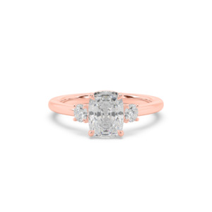 Trilogy Engagement Rings: Cushion and Round Diamond Trilogy Engagement Ring