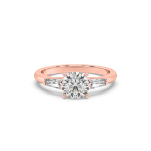 Round and Baguette Diamond Trilogy Engagement Ring