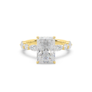 Diamond Band Engagement Rings: Radiant with Marquise and Round Diamond Band Engagement Ring