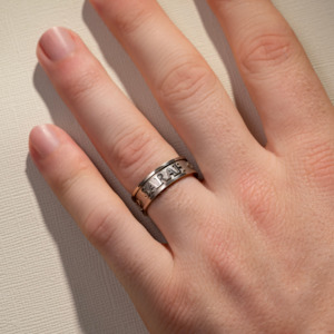 Mens Wedding Bands: 7.00MM Embossed Name Wedding Ring