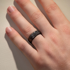 Mens Wedding Bands: 8.00MM Honeycomb Black Diamond Wedding Ring