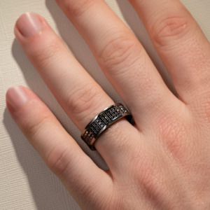 7.50MM 3 Row Black Diamond Wedding Ring