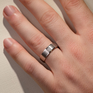 6.00MM Boxed Set Diamond on a Brushed Band w/ Polished Edges Wedding Ring