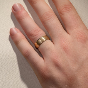 7.00MM Off Centred Single Groove Brushed & Polished Wedding Ring