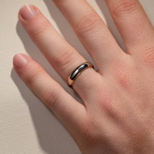 5.00MM High Half Round w/ Two Tone Edges Wedding Ring