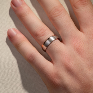 6.00MM Two Tone Off Centred Single Groove Brushed and Polished Wedding Ring