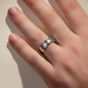 7.00MM Low Half Round w/ Brush Centre & Polish Edges Wedding Ring