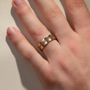 7.00MM Cognac Diamond Brushed Wedding Ring