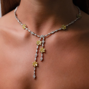Yellow Diamond Flower Necklace