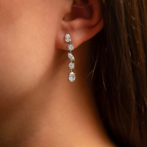 Mix Shape Diamond Drop Earrings