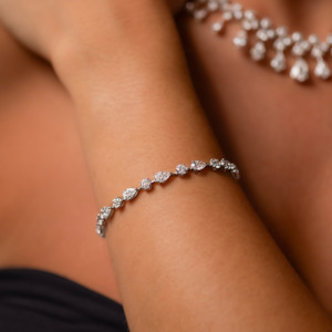 Round & Pear Cut Diamond Tennis Bracelet