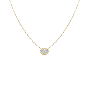 Oval Fine Diamond Bezel Pendant (Total 0.50ct)