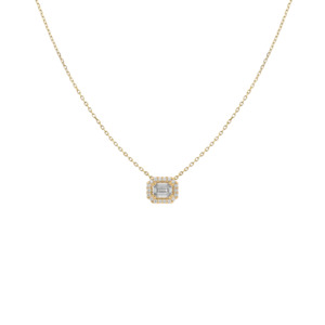 Gifts Under 3000: Emerald Diamond Halo Pendant (Total 0.50ct)