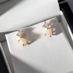 Opal & Diamond Earrings