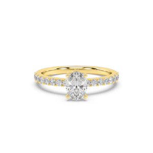 Oval Diamond Band Engagement Ring