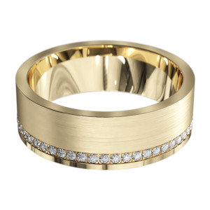 Mens Engagement Rings: Grande Brushed Single Diamond Row Engagement Ring