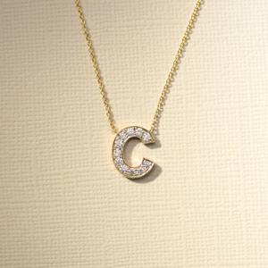 Necklaces Pendants: Pave Diamond Initial Pendant