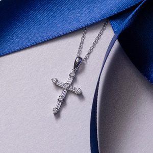 All Jewellery: Baguette & Round Diamond Cross