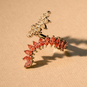 Pink & White Diamond Marquise Ring