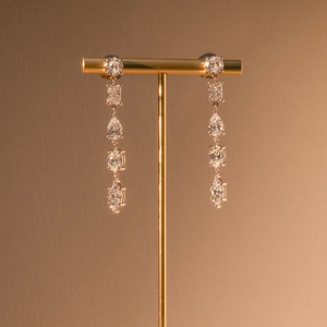 Large Mix Shape Diamond Drop Earrings