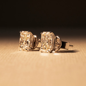All Jewellery: Radiant Diamond Stud Earrings (Total 2.00ct)