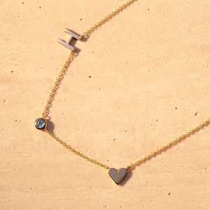 Initial, Birthstone & Heart Necklace