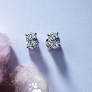 All Jewellery: Oval Diamond Hidden Halo Stud Earrings (Total 2.10ct)
