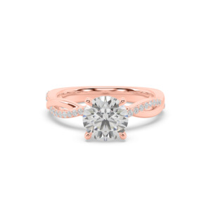 All Engagement Rings: Round with Diamond Twist and Plain Band Engagement Ring