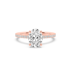 Diamond Band Engagement Rings: Oval with Diamond Band & Hidden Halo Engagement Ring