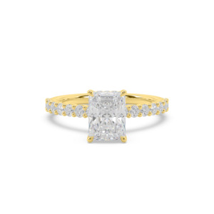 Radiant with Round Diamond U-prong Band Engagement Ring