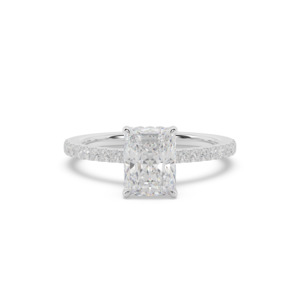 Diamond Band Engagement Rings: Radiant with Diamond Band & Hidden Halo Engagement Ring