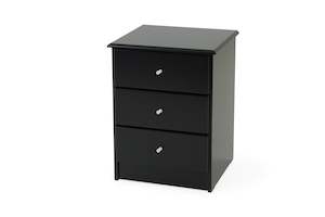 Bedroom Furniture: Black Pearl Bedside - Three Drawers