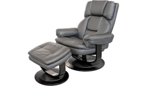 Recliners: Marlow Chair and Stool - Black PU