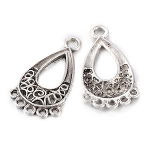 Tibetan Style Chandelier Teardrop Connector 28mm x 15mm x 1mm